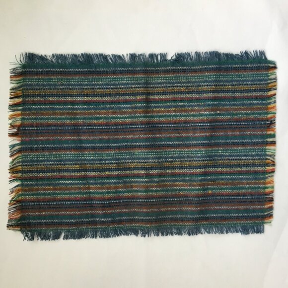 Multicolor Woven Rectangular Placemats Table Mats with Fringe Set of 4 - Picture 3 of 6